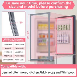 LXun Upgrade 39.7x16.9in W10830162 Refrigerator Freezer Door Gasket Seal Compatible with Kenmore Refrigerators Door Seal for KitchenAid Whirlpool Freezer Door Gasket 12723206AP W10179332 W10199876