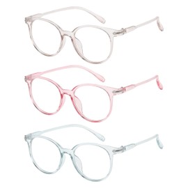 OWL Clear Lens Anti Glare Digital Eyestrain Blue Light Glasses for Women Men - UV400 Ray Protection Eyewear - Ideal Use for Computer, Reading, Games, Phones & TV Screens - Beige, Pink, Clear