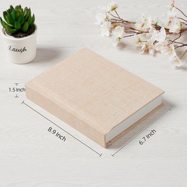 Pssoss Photo Album 5x7 with Writing Space Linen Cover 5x7 Photo Album Book Holds 20 Photos Ideal for Wedding Theme-Album and Baby Photo Albums (Beige,20 Pockets)