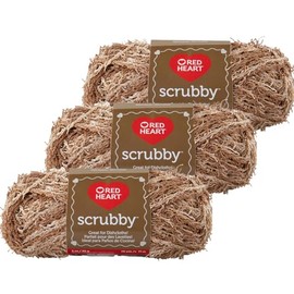 Red Heart 3 Pack Scrubby Yarn – Polyester Specialty Yarn – Almond