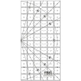 OLFA 6" x 12" Frosted Advantage Acrylic Ruler (QR-6x12) - Non Slip 6x12 Inch Acrylic Ruler with Grid & Angle Markings for Quilting, Sewing, Cutting Fabric, & Crafts