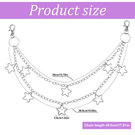 Hip Hop Pants Chain, Metal Star Jean Chain Belt Layering Pocket Chain Stylish Rock Wallet Chain Vintage Goth Waist Chain Punk Chain Body Accessories for Women & Man