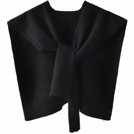 WaJuemy Sweater Shawl Wraps for Women Sweater Knitted Knotted Shawls Travel Casual Scarf Cape Shoulder Tops Fashion Wrap(Black)