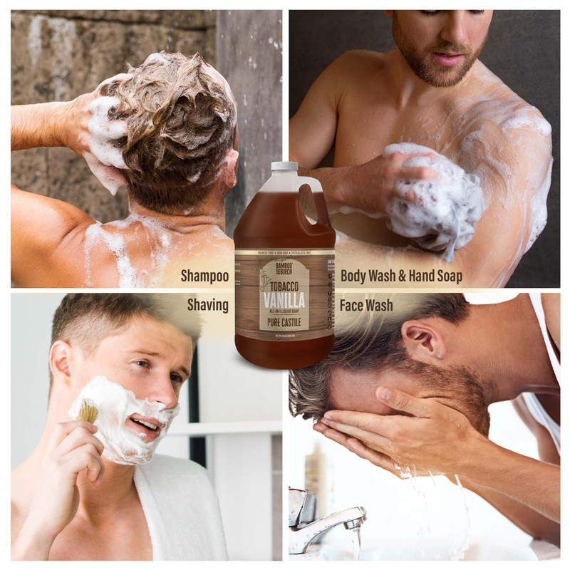 BAMBOO AND BIRCH Pure Castile Soap Liquid, Certified Palm Oil
