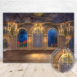 Beauty and The Beast Ballroom Backdrop 7x5ft Beauty and The Beast Glass Window Wedding Background for Photoshoot Vinyl Beauty and The Beast Birthday Backdrop for Girls