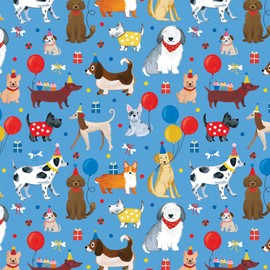 Jillson Roberts Birthday Gift Wrap, Party Dogs (8 Rolls 5 feet x 30 inches)