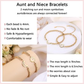 AINILOVE 2 Pcs Matching Aunt and Niece Bracelet for 2,14k Gold Plated Stainless Steel Link Bracelets for Auntie and Niece,Aunt and Niece Matching Jewelry Gifts, Adjustable, Stainless Steel, no