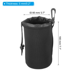 PATIKIL Camera Lens Bag, 4 Pcs 3.7" ID x 7.1" H Drawstring Lens Pouch with Thick Protective Neoprene, Lens Case for DSLR Camera Lens, Water Coffee Cups Black