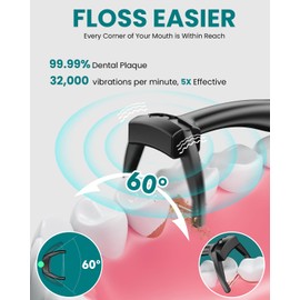Electric Flosser for Teeth with 5 Speeds + 54 Refill Heads, Water Flosser Alternative, Easy Glide Flossing for Sensitive Gum, Rechargeable Oral Kit, 5X Cleaning, Portable Dental Floss Picks for Adults