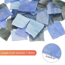 sourcing map 200g Mosaic Tiles Irregular Glass Mosaic Tiles Stained Mosaic Glass Pieces for Home Decoration Art Crafts DIY Projects Blue Series