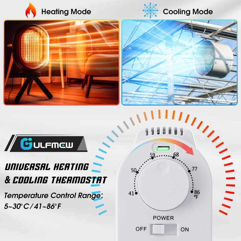Plug in Thermostat for Heater, Thermostat Plug Outlet with 4.9FT