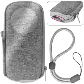 FitStill Portable Carrying Gray Stripes Case Storage Bag for Insta360 X2 / X3 Action Camera Water resistance Mini Protective Hard PU Shell Box Hard Shell Travel Storage Case Accessories