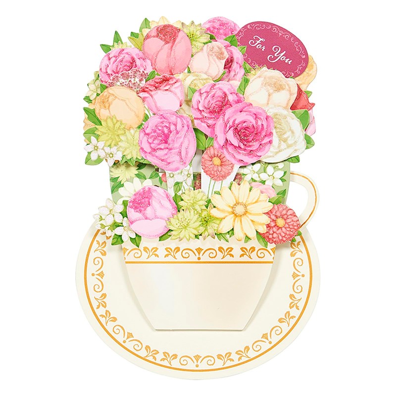 Sanrio Multipurpose Pink Flower on Tea Cup Message Card 656151