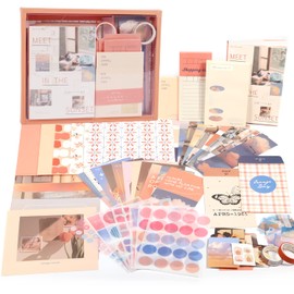 SAVITA Aesthetic Scrapbook Accessories, Scrapbook Kit with Stationery Journal Aesthetic Scrapbook for Women Girls Gifts (Sunset Style)