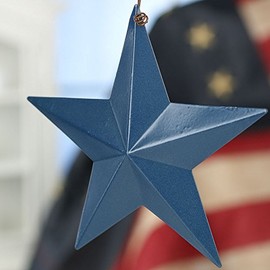 Package of 4 Farmhouse Rustic Navy Blue Metal 5 Point Barn Stars (5-1/4" x 5-3/4")