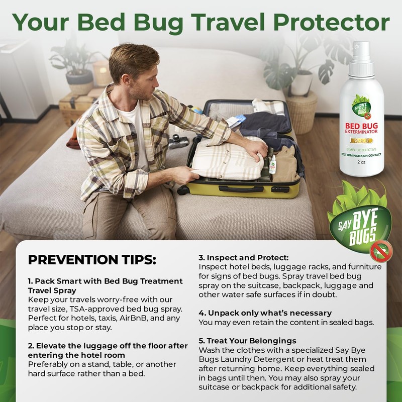 Say Bye Bugs Bed Bug Spray Travel Size-Non-Toxic and Kills