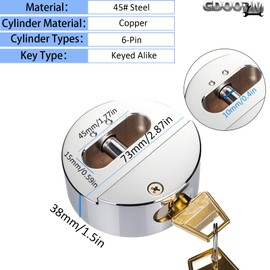 2 Pack Puck Lock, Hidden Shackle Padlock Heavy Duty Trailer Lock, 2.87”/73mm Solid Steel Puck Locks with Keyed Alike, Fits for Trailers, Trucks, Vehicles, Garage, Shipping Container
