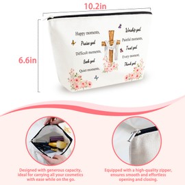 Yoxiumi Inspirational Christian Gifts for Women Faith-Based Makeup Bags Bible Verse Cosmetic Pouches and Religious Accessories Perfect for Sister Birthday Gifts, white-thank god