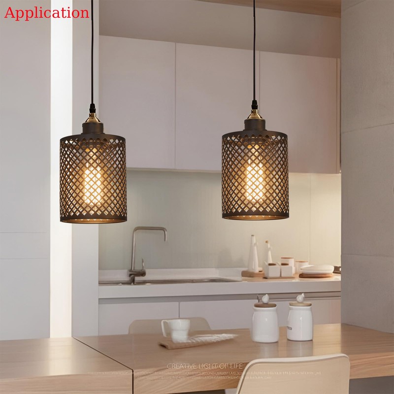WOERFU E26 to E26 Edison Light Fixture Vintage Black Metal