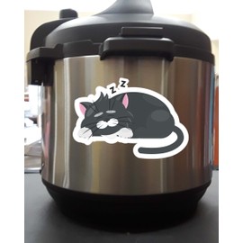 Sleepy Kitty - Full Color - Vinyl Decal Sticker for Pressure Cooker