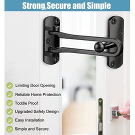 Litensh Door Chain Lock for Front Door, Swing Bar Door Guard Lock, Security Door Chain Latch for Home Apartment Hotel Dormitory (Black)