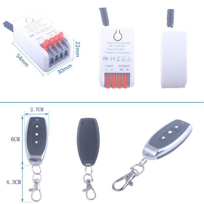 MANGOOD 12V Forward Reverse Remote Control Switch, DC 5V-30V 30A