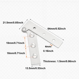 4PCS Hidden Door Pivot Hinge, 64mm x 21.5mm Door Hinges, 360 Degree Rotating Cabinet Door Window Hinges (64mm)