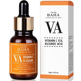 Cos De BAHA Suero Facial Vitamina C 15% 30ml – Con Arbutina, Ácido Hialurónico y Vitamina B5, Ilumina y Reduce Manchas Oscuras