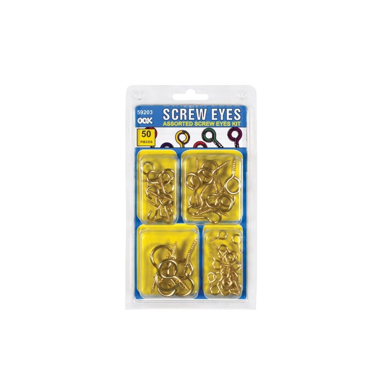 OOK 59203 Assorted Screw Eye Kit, 50Piece