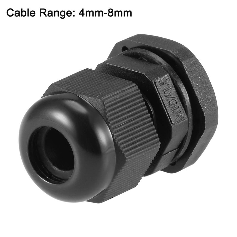 uxcell M16x1.5 Cable Gland 4mm-8mm Wire Hole Waterproof Nylon Joint