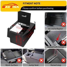 Maxzina Center Console Safe Lock Box Compatible with 2021-2025 Ford F150 Armrest Security Organizer Center Console Safe Vault Lockbox with 3 Digit Combo Password for 2024 F-150 Accessories