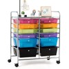 COSTWAY 12-Drawer Rolling Storage Cart, Moveable Art Craft Organizer W/Lockable