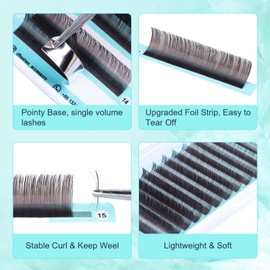 DF Dark Brown Lash Extension Volume Eyelash Extensions 0.05 C Curl 8-15mm Mixed Tray Individual Lash Extensions Classic Lash Extensions Soft Matte Black Single Lashes Professional Salon Use
