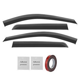 VESUL Compatible with Nissan Pathfinder 2022-2025 Rain Guards Wind Deflectors Anti-Rain Window Visors with Tape 304 Stainless Steel Trim–Noise Reduction&All-Weather Protection Outside Channel