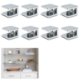 Glass Shelf Bracket Glass Clamp Holder Adjustable Clamp Shelf Clip for 6-10mm Thickness - 4pcs