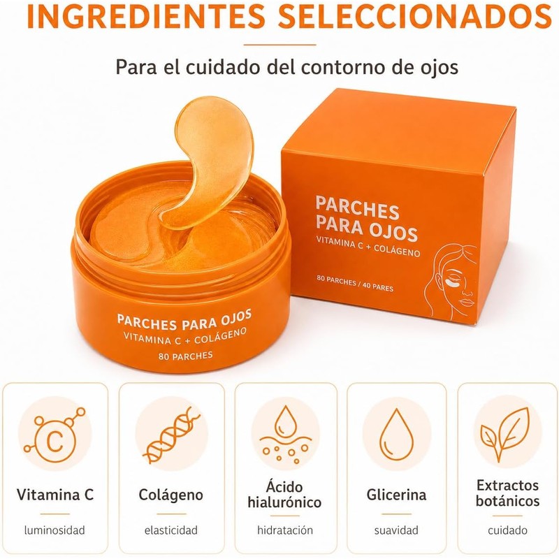 Parches para Ojos con Vitamina C y Colágeno, para Ojeras,