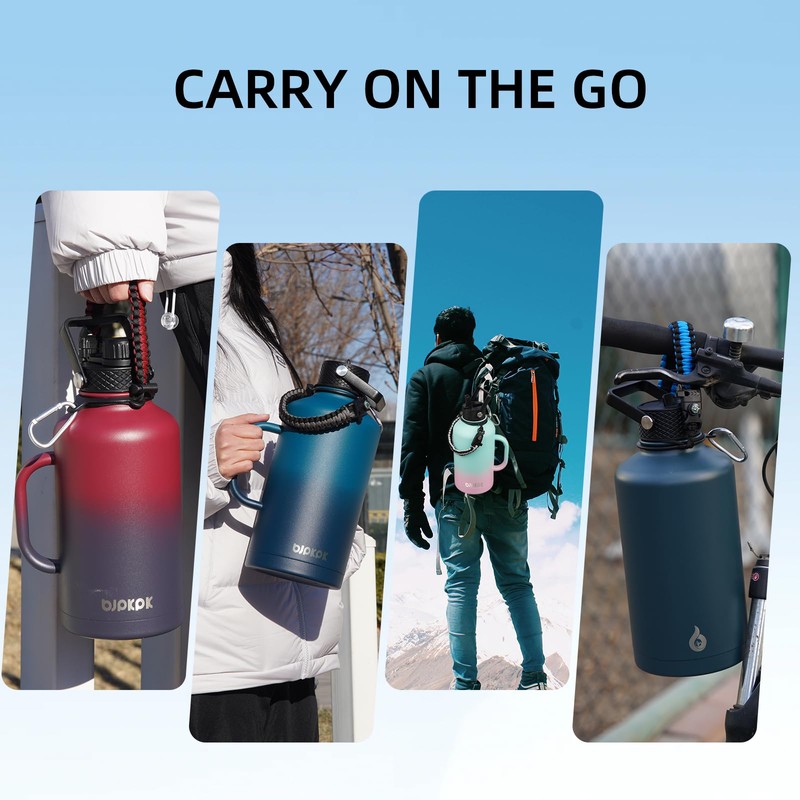 BJPKPK Half Gallon Insulated Water Bottles with Straw Lid &