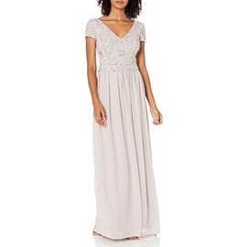 Adrianna Papell Women's Beaded Gown with Soft Skirt, MARBLE, 2