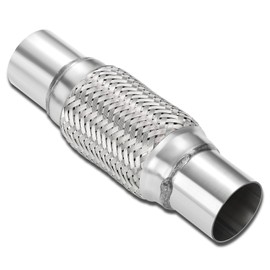 DNA MOTORING 2.25 inch Inlet Exhaust Flex Pipe 10 Inches Length 304 Stainless Steel Double Braid Heavy Duty Universal type Muffler Pipe,FXP-225-6-10