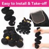 FLOWITHU Body Wave Bundles with Closure (16 18 20+14 Closure)