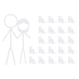 Crazy Cat Stick Figure Couple - 8.0" x 5.5" - Vinyl Decal Sticker Bumper Window Family Funny