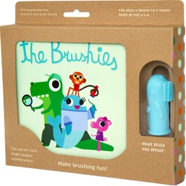 The Brushies Willa The Whale Toddler Toothbrush & Storybook Set/Dental Item and Book/Youth Tooth & Gum Care/Ages 4 Weeks to 4 Years