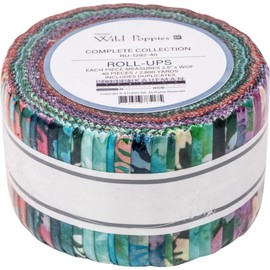 Artisan Batiks Wild Poppies Roll Up 40 2.5-inch Strips Jelly Roll Robert Kaufman Fabrics RU-1292-40