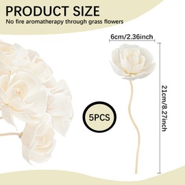 YOLUFER 5 Pcs Flower Scent Diffuser, Natural Flower Scent Placement Filled Scent Oil Diffuser Sticks with Cord for Home Bathroom, Office (Camellia-1)