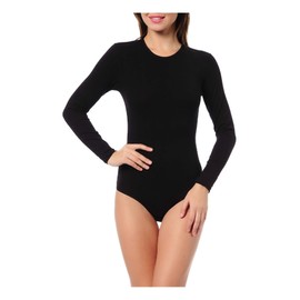 NBB Women's Round Crew Neck Long Sleeve Stretchy Basic Bodysuit Jumpsuits, Size Large