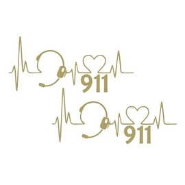 2 Pack - 911 Dispatcher | Decal Vinyl Sticker Graphics for Car Truck SUV Van Window Laptop Tumbler| 5.5" Width by 2.4" Height HOM0072.091 Gold Metallic