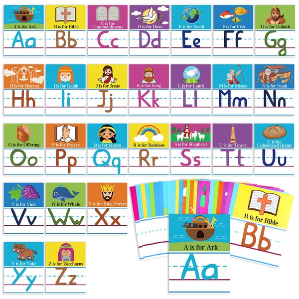 AmazingSpark 26 Pcs Bible Verse Cards Christian Bible Verse Alphabet