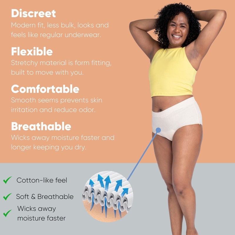 Nexwear Women's Pull On Absorbent Disposable Underwear, Tan, X-Large, 15