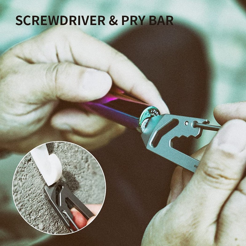 MecArmy Titanium/Copper EH3 Multifunctional Carabiner, Keychain, Pry Bar, Wrench, Bottle