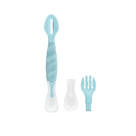 Double Head Baby Silicone Food Spoon ((Aqua Blue)), Baby Fruit Scraping Mud Spoon, Feeding Spoons Training Spoon for Infants, baby led weaning supplies (Aqua Blue)